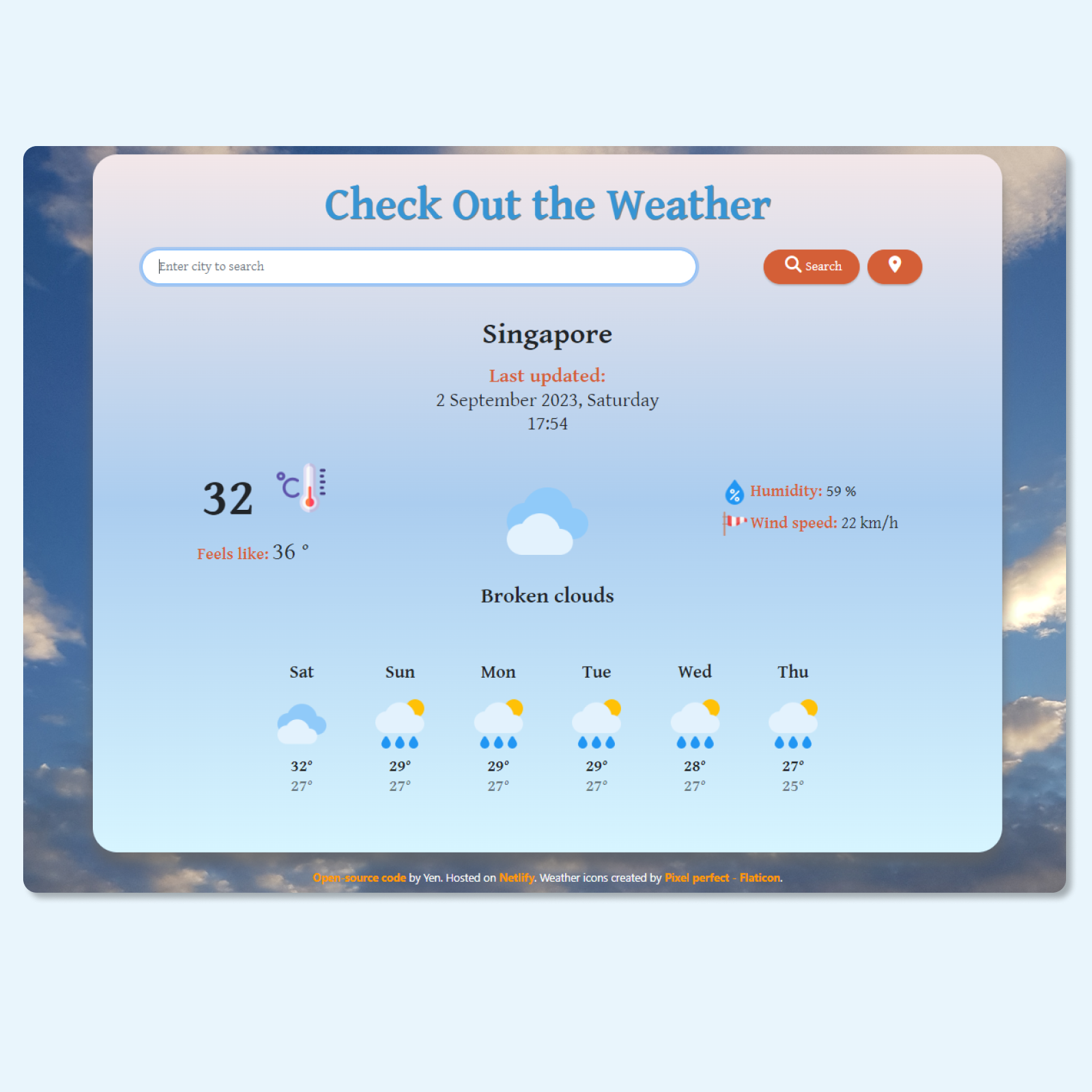 Weather App Project screenshot